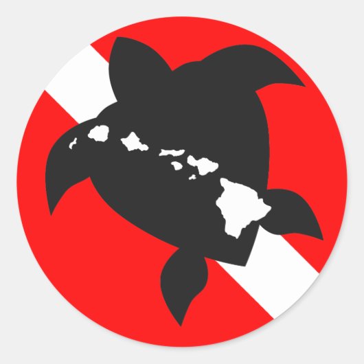 Dive Flag Turtle Ronde Sticker (Voorkant)