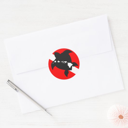 Dive Flag Turtle Ronde Sticker (Envelop)