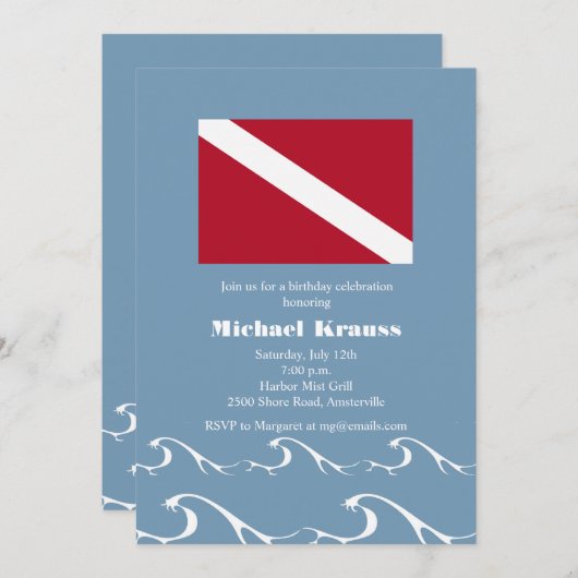 Dive Flag Uitnodiging (Voorkant / Achterkant)