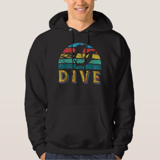 Dive Hammerhead Shark Retro 70s Scuba Divi Hoodie