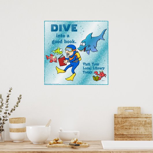 Dive in a Good Book Poster (Keuken)