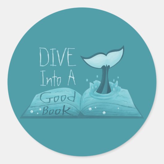 Dive in een Good Book Ronde Sticker (Voorkant)