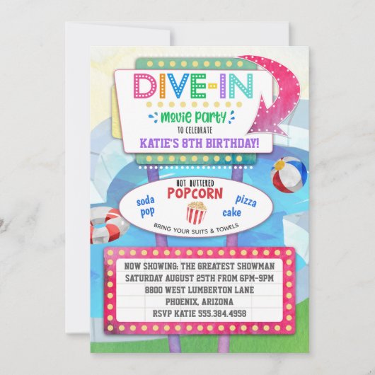 Dive in Movie Birthday Party Invitation Kaart (Voorkant)