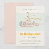 Dive in onderzeeër elke zondag uitnodigen bedankkaart (Voorkant / Achterkant)