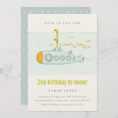 Dive in onderzeeër elke zondag uitnodigen bedankkaart (Voorkant / Achterkant)