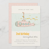 Dive in onderzeeër elke zondag uitnodigen bedankkaart (Voorkant / Achterkant)