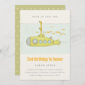 Dive in onderzeeër elke zondag uitnodigen bedankkaart (Voorkant / Achterkant)