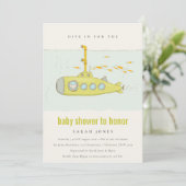 Dive in onderzeese onderzeeër Baby shower Invite Bedankkaart (Staand voorkant)