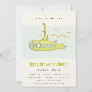 Dive in onderzeese onderzeeër Baby shower Invite Bedankkaart