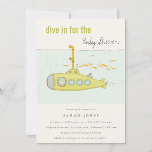 Dive in onderzeese onderzeeër Baby shower Invite Bedankkaart