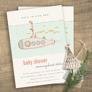 Dive in onderzeese onderzeeër Baby shower Invite Bedankkaart
