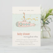 Dive in onderzeese onderzeeër Baby shower Invite Bedankkaart (Staand voorkant)