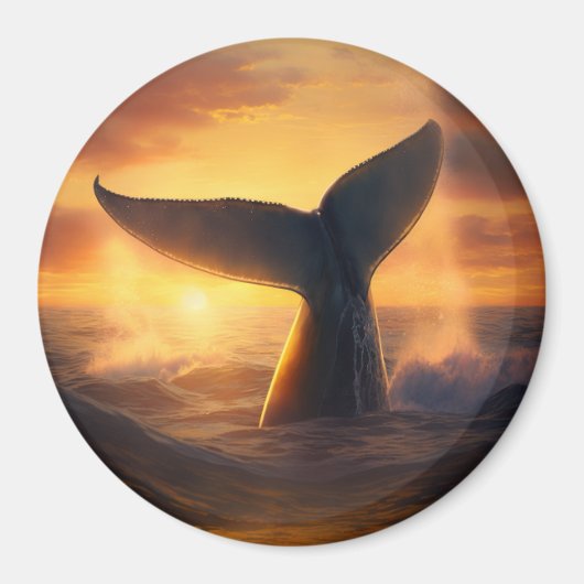 Dive in Sunset: Duving Whale Magnet (Voorkant)