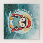 Dive Into A Good Story Penguin Metal Art Legpuzzel (Horizontaal)