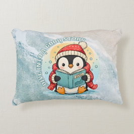 Dive Into A Good Story Reading Penguin Pillow Accent Kussen