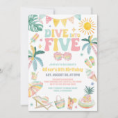 Dive Into Five Beach Party Summer 5th Birthday  Kaart (Voorkant)