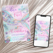 Dive into Five Birthday Mermaid Kaart