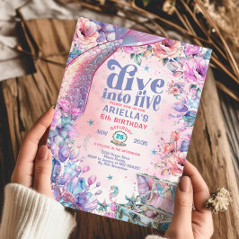 Dive into Five Flower Glitter Mermaid Tail Kaart