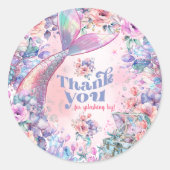 Dive into Five Flower Glitter Mermaid Thank you Ronde Sticker (Voorkant)