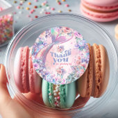 Dive into Five Flower Glitter Mermaid Thank you Ronde Sticker