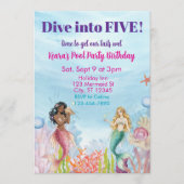 Dive into Five, Mermaid Birthday Kaart (Voorkant)