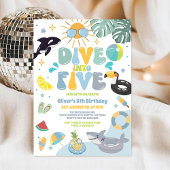 Dive Into Five Pool Party Summer 5th Birthday Kaart