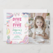 Dive Into Five - Summer Girl 5th Birthday Photo Kaart (Voorkant)