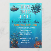 Dive Into Five, Under the Sea Blue birthday party Kaart (Voorkant)