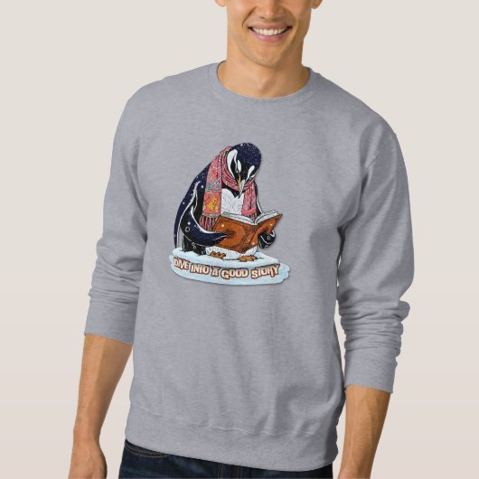 Dive Into Stories Cute Penguin Winter Sweatshirt (Voorkant)