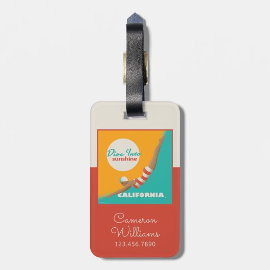 Dive Into Sunshine | California Bagagelabel (Achterkant verticaal)