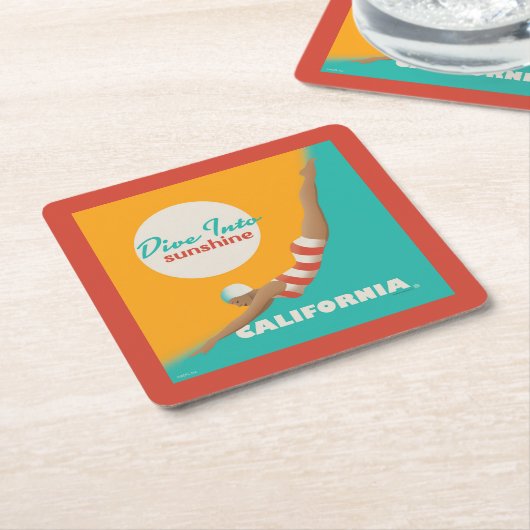 Dive Into Sunshine | California Kartonnen Onderzetters (Schuin)