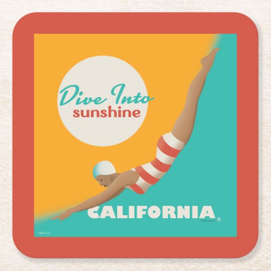 Dive Into Sunshine | California Kartonnen Onderzetters (Voorkant)