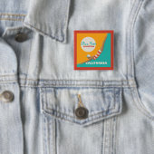 Dive Into Sunshine | California Vierkante Button 5,1 Cm (In situ)