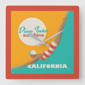 Dive Into Sunshine | California Vierkante Klok (Voorkant)