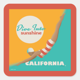 Dive Into Sunshine   California Vierkante Sticker
