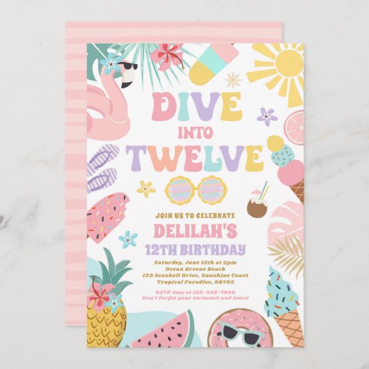 Dive Into Twelve Tropical Beach 12th Birthday  Kaart (Voorkant / Achterkant)