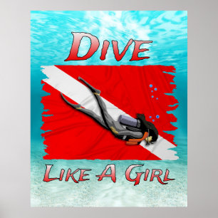 Dive like a Girl SCUBA Poster
