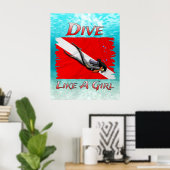 Dive like a Girl SCUBA Poster (Thuiskantoor)