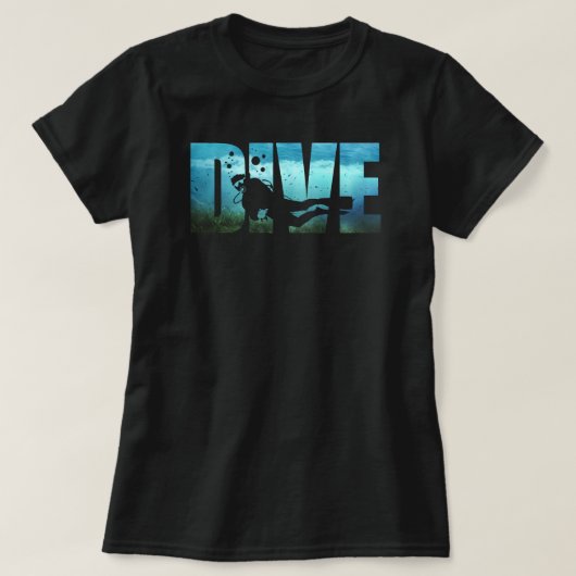 DIVE Scuba-duikende vrouwen - zwart T-shirt (Design voorkant)