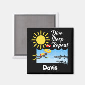 Dive Slaap Herhaal Design - Vierkante magneet (Voorkant / Achterkant)