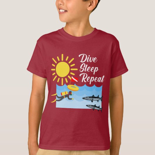Dive Sleep Herhalingsontwerp - Kinderen Basic T-Sh T-shirt (Voorkant)
