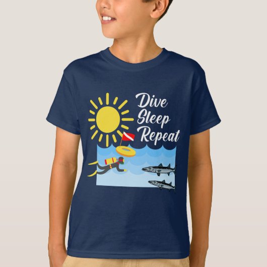 Dive Sleep Herhalingsontwerp - Kinderen Basic T-Sh T-shirt (Voorkant)