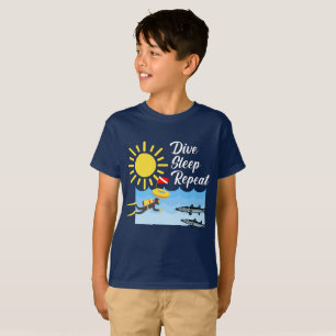 Dive Sleep Herhalingsontwerp - Kinderen Basic T-Sh T-shirt