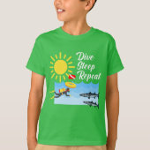 Dive Sleep Herhalingsontwerp - Kinderen Basic T-Sh T-shirt (Voorkant)