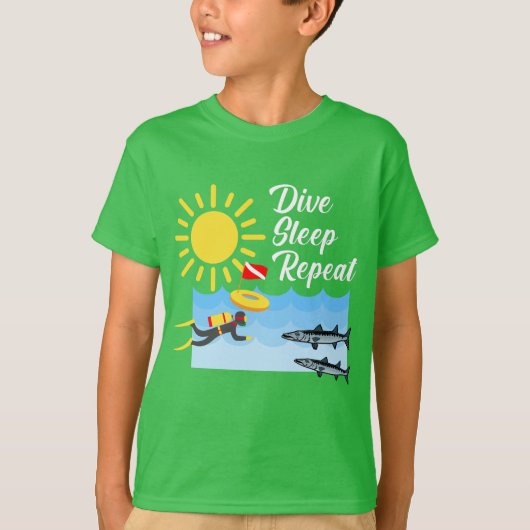 Dive Sleep Herhalingsontwerp - Kinderen Basic T-Sh T-shirt (Voorkant)