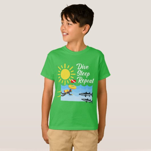 Dive Sleep Herhalingsontwerp - Kinderen Basic T-Sh T-shirt (Voorkant volledig)