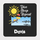 Dive Sleep Herhalingsontwerp - Kleine vierkante kl Labels (Design 2)