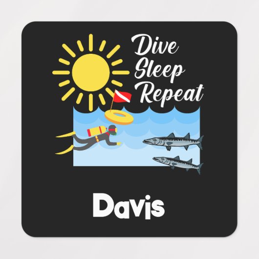 Dive Sleep Herhalingsontwerp - Kleine vierkante kl Labels (Design 1)