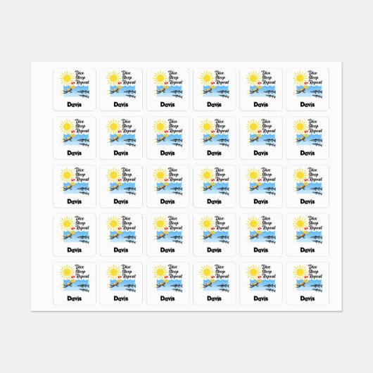 Dive Sleep Herhalingsontwerp - Kleine vierkante kl Labels (Vel)