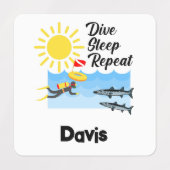 Dive Sleep Herhalingsontwerp - Kleine vierkante kl Labels (Design 1)